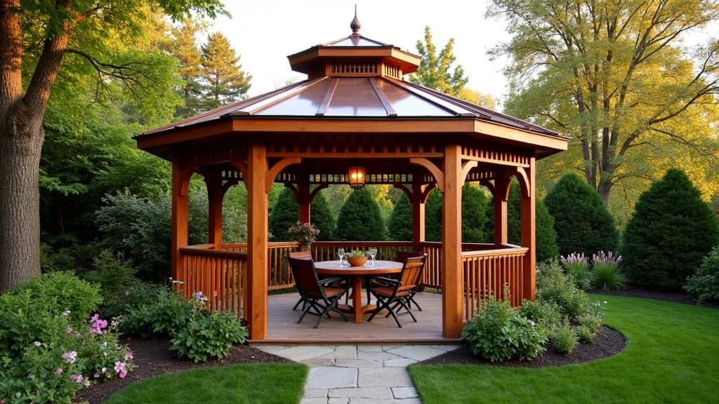 Custom gazebo installation Long Island backyard