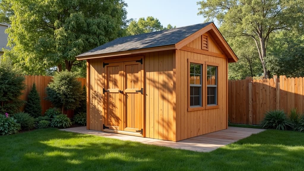 Custom cedar pergola and shed installation on Long Island backyard